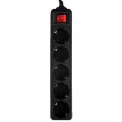 LAMTECH POWER STRIP WITH SWITCH 5 OUTLETS BLACK 1.5M