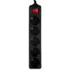 LAMTECH POWER STRIP WITH SWITCH 5 OUTLETS BLACK 1.5M