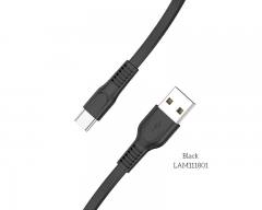 LAMTECH TYPE-C 3.0A FLAT CHARGING CABLE 1M BLACK