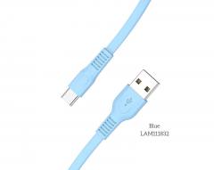 LAMTECH TYPE-C 3.0A FLAT CHARGING CABLE 1M BLUE