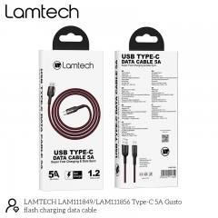 LAMTECH USB TYPE-C DATA CABLE 5A 1,2M BLACK