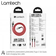 LAMTECH USB TYPE-C DATA CABLE 5A 1,2M RED