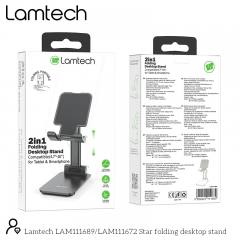LAMTECH 2IN1 FOLDING DESKTOP STAND FOR SMARTPHONES AND TABLETS BLACK