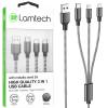 LAMTECH HIGH QUALITY 3 IN 1 USB CABLE WITH METALLIC SHELL BLACK 1M