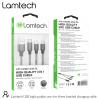 LAMTECH HIGH QUALITY 3 IN 1 USB CABLE WITH METALLIC SHELL BLACK 1M