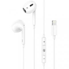 LAMTECH LIGHTNING WIRED EARPHONES WITH MICROPHONE WHITE