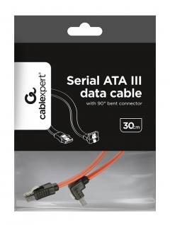 CABLEXPERT SERIAL ATA III 30CM DATA CABLE WITH 90 DEGREE BENT CONNECTOR METAL CLIPS BULK