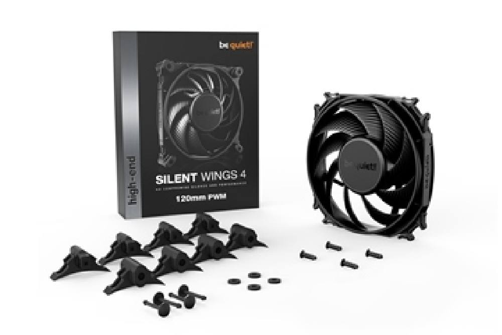 BEQUIET FAN SILENT WINGS 4 120MM PWM BL093, 4 PIN PWM, 1600RPM, 48,7CFM/82,74M3/H, 18,9 dB, Lifespan 300000h, BLACK, 5YW.