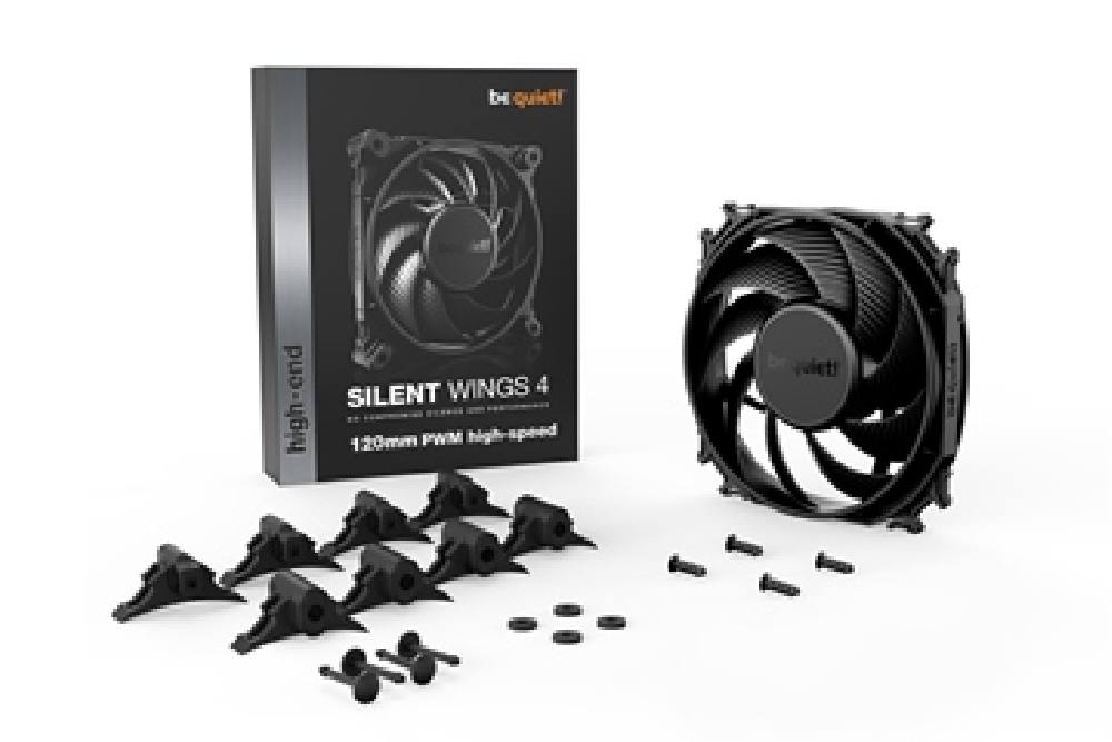 BEQUIET FAN SILENT WINGS 4 120MM PWM HIGH-SPEED BL094, 4 PIN PWM, 2500RPM, 76,7CFM/130,31M3/H, 31,2 dB, Lifespan 300000h, BLACK,