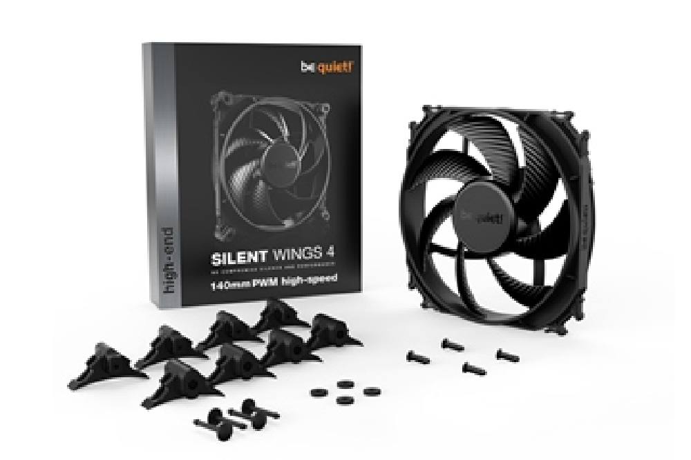 BEQUIET FAN SILENT WINGS 4 140MM PWM HIGH-SPEED BL097, 1900RPM, 78,4CFM/133,2M3/H, 29,3 dB, Lifespan 300000h, BLACK, 5YW.
