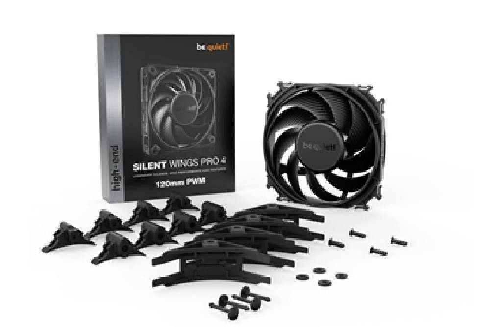 BEQUIET FAN SILENT WINGS PRO 4 120MM PWM BL098, 3000RPM, 83,9CFM/142,5M3/H, 36,9 dB, Lifespan 300000h, BLACK, 5YW.