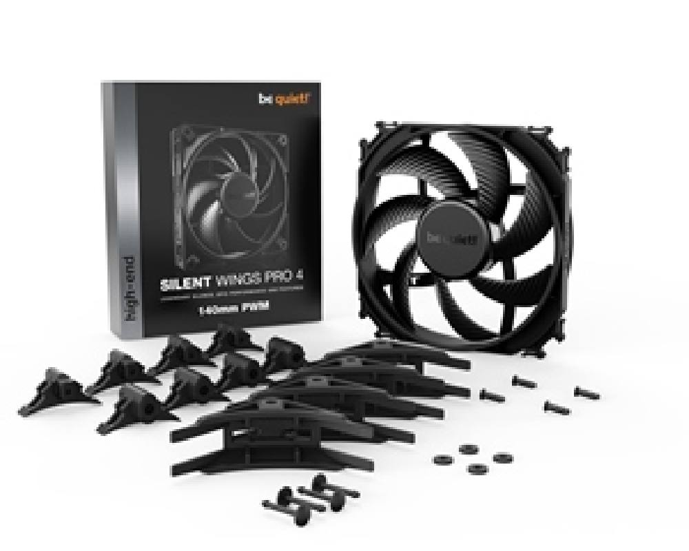 BEQUIET FAN SILENT WINGS PRO 4 140MM PWM BL099, 2400RPM, 97,41CFM/165,5M3/H, 36,8 dB, Lifespan 300000h, BLACK, 5YW.