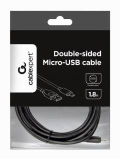 CABLEXPERT DOUBLE-SIDED MICRO-USB TO USB 2,0 AM CABLE 1,8M BLACK