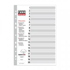 Typotrust Διαχωριστικά A4 Αριθμητικά Πλαστικά 1-20 (FP40120) (TYPFP40120)