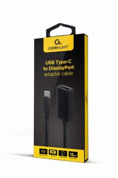CABLEXPERT USB TYPE-C TO DISPLAYPORT ADAPTER CABLE 4K 15CM BLACK RETAIL PACK