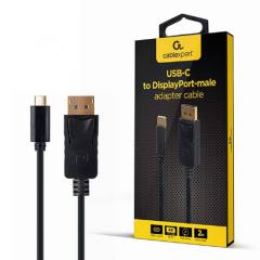 CABLEXPERT USB-C TO DISPLAYPORT-MALE ADAPTER 4K 60HZ 2M BLACK RETAIL PACK