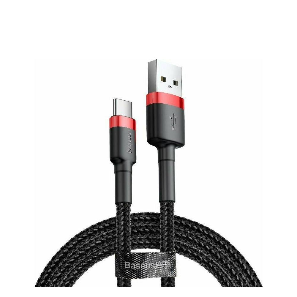 Baseus Cafule Braided USB 2.0 Cable USB-C male - USB-A male Μαύρο 2m (CATKLF-C91) (BASCATKLF-C91)