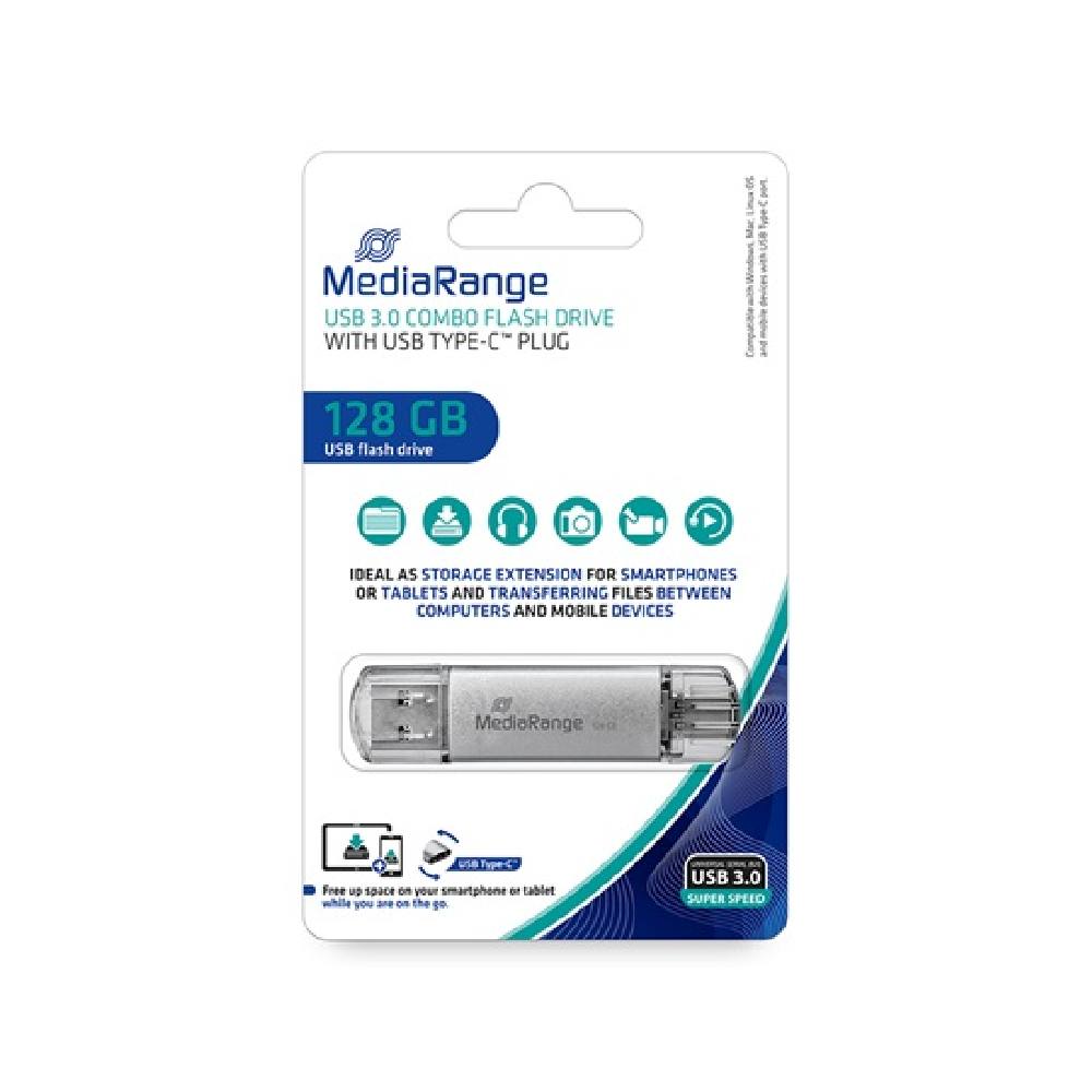 MediaRange USB 3.1 Combo Flash Drive with USB Type-C™ plug, 128GB