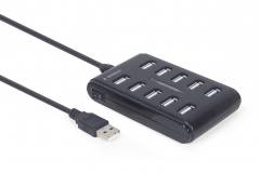 GEMBIRD 10-PORT USB 2.0 HUB BLACK