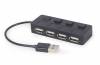 GEMBIRD 4-PORT USB 2.0 HUB WITH SWITCHES BLACK