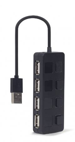 GEMBIRD 4-PORT USB 2.0 HUB WITH SWITCHES BLACK