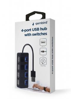 GEMBIRD 4-PORT USB 2.0 HUB WITH SWITCHES BLACK