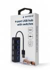 GEMBIRD 4-PORT USB 2.0 HUB WITH SWITCHES BLACK