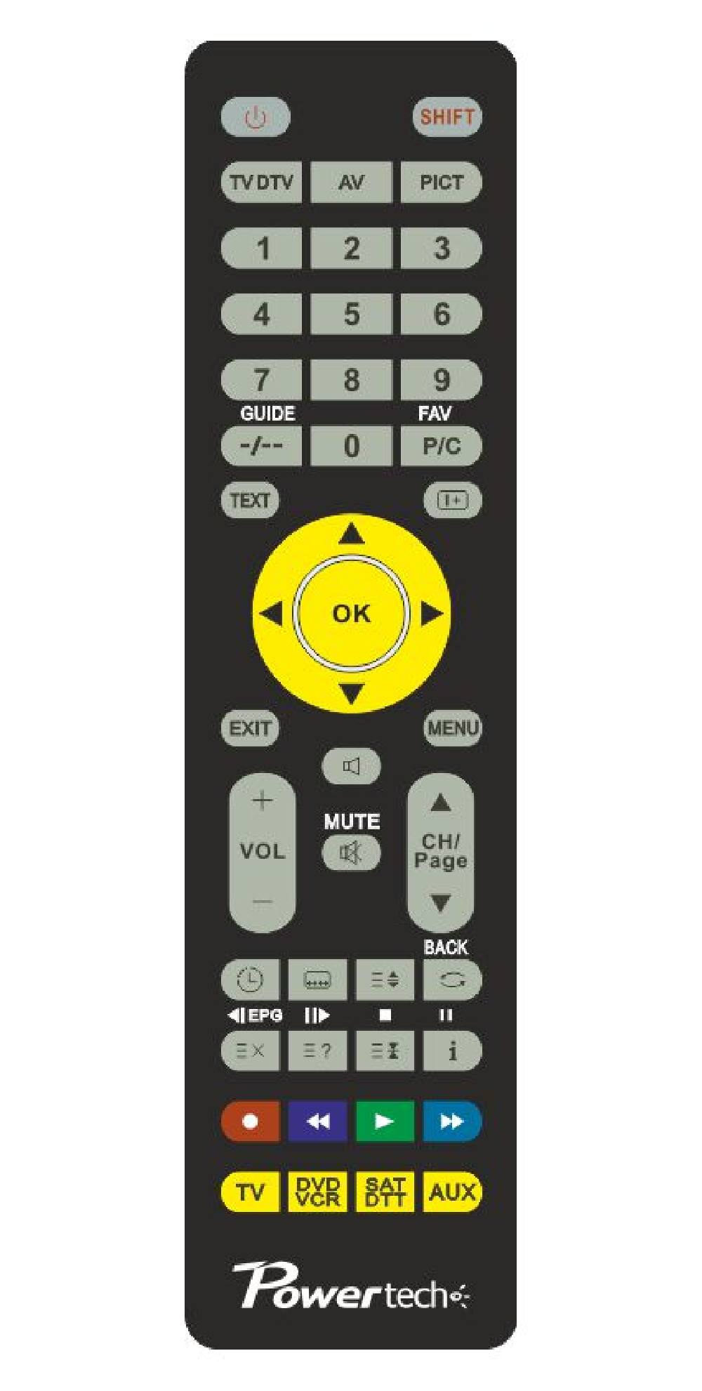 POWERTECH τηλεχειριστήριο PT-078, 4x συσκευές, προγραμματισμός μέσω Η/Υ