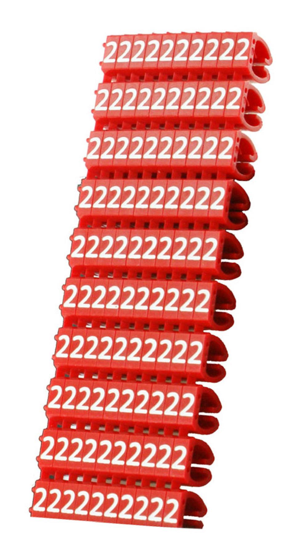 POWERTECH Clip αρίθμησης καλωδίου Νο 2, Red, 10τεμ.