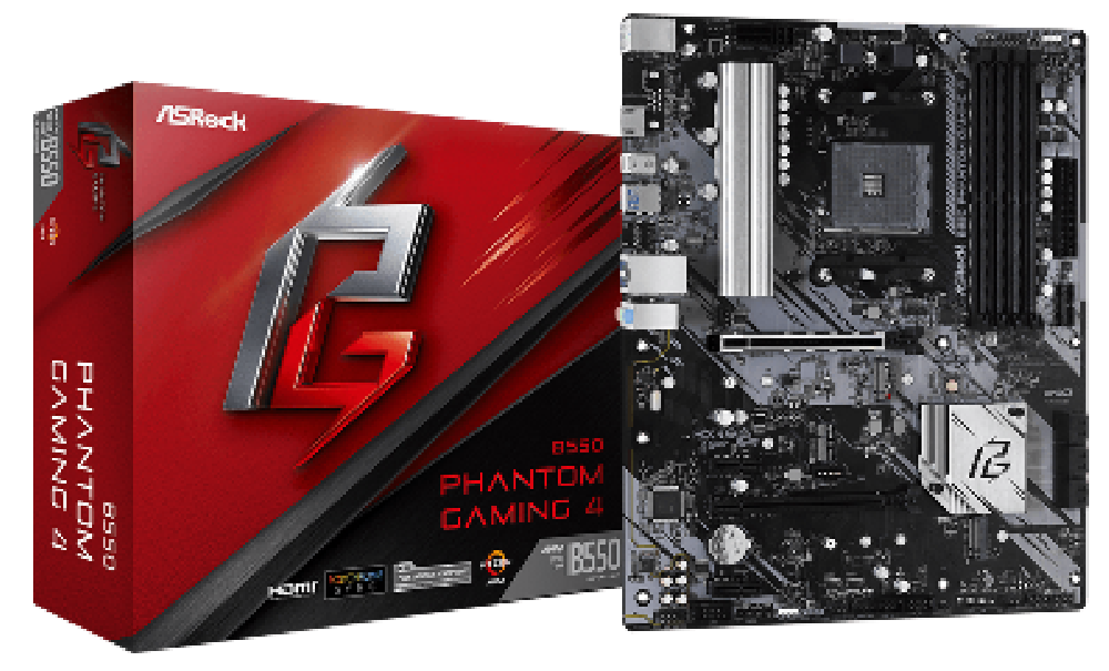 ASROCK MB B550 GAMING 4 PHANTOM, SOCKET AMD AM4, CS AMD B550, 4 DIMM SOCKETS DDR4, HDMI, LAN GIGABIT, ATX, 2YW.