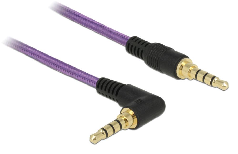 DELOCK καλώδιο Jack stereo σε Jack stereo 4pin 3.5mm, 90°, μωβ, 1m