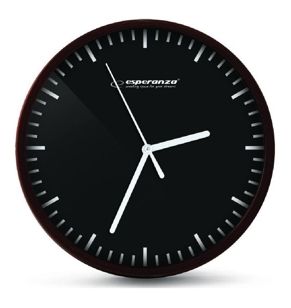 ESPERANZA ρολόι τοίχου Budapest EHC010K, 20cm, μαύρο-όψη ξύλου