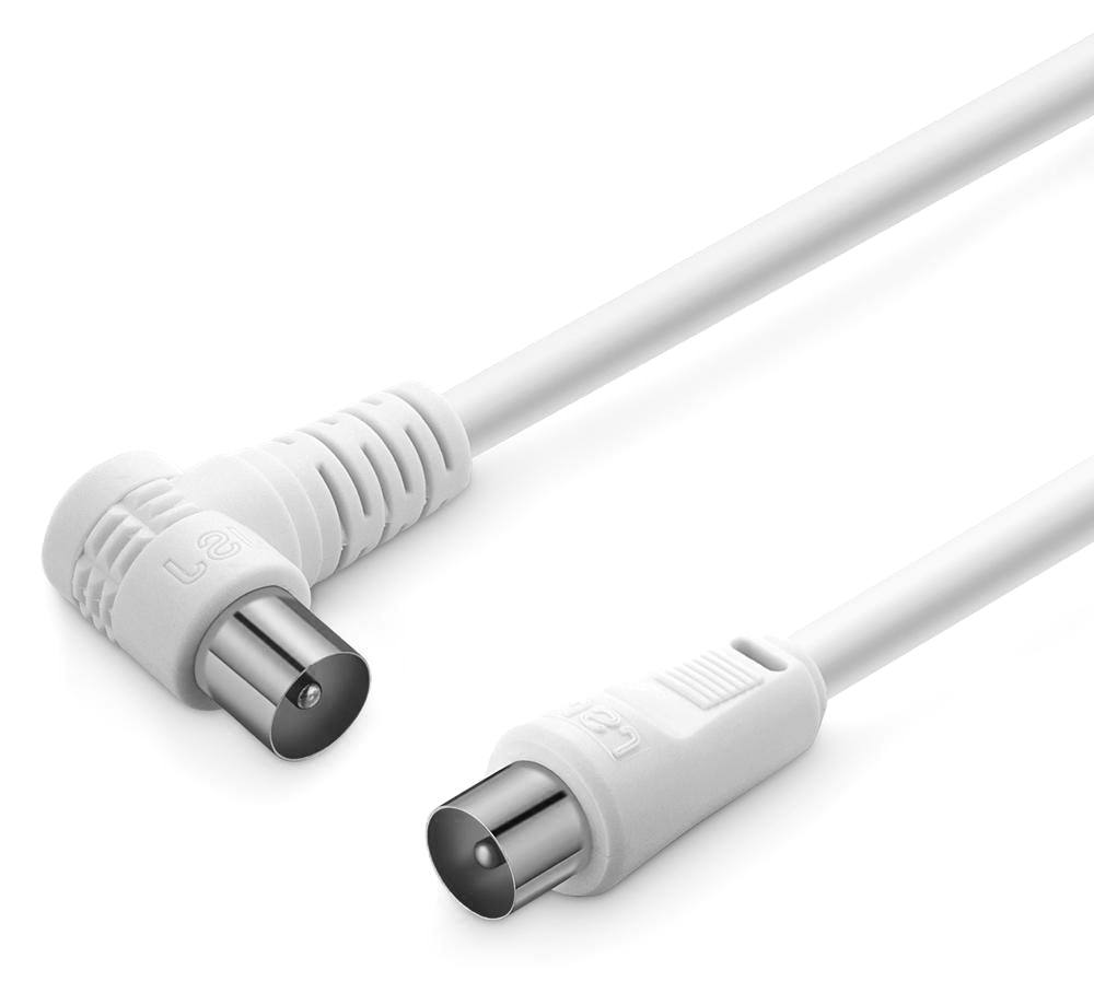 POWERTECH καλώδιο κεραίας CAB-V029, αρσενικό, γωνιακό 90°, 1.5m, λευκό