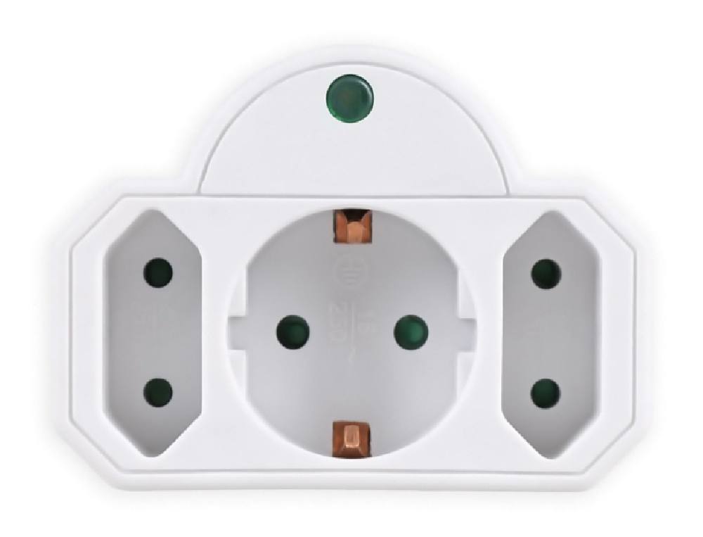 POWERTECH αντάπτορας ρεύματος PT-816, 1x schuko, 2x euro, 16A, λευκός