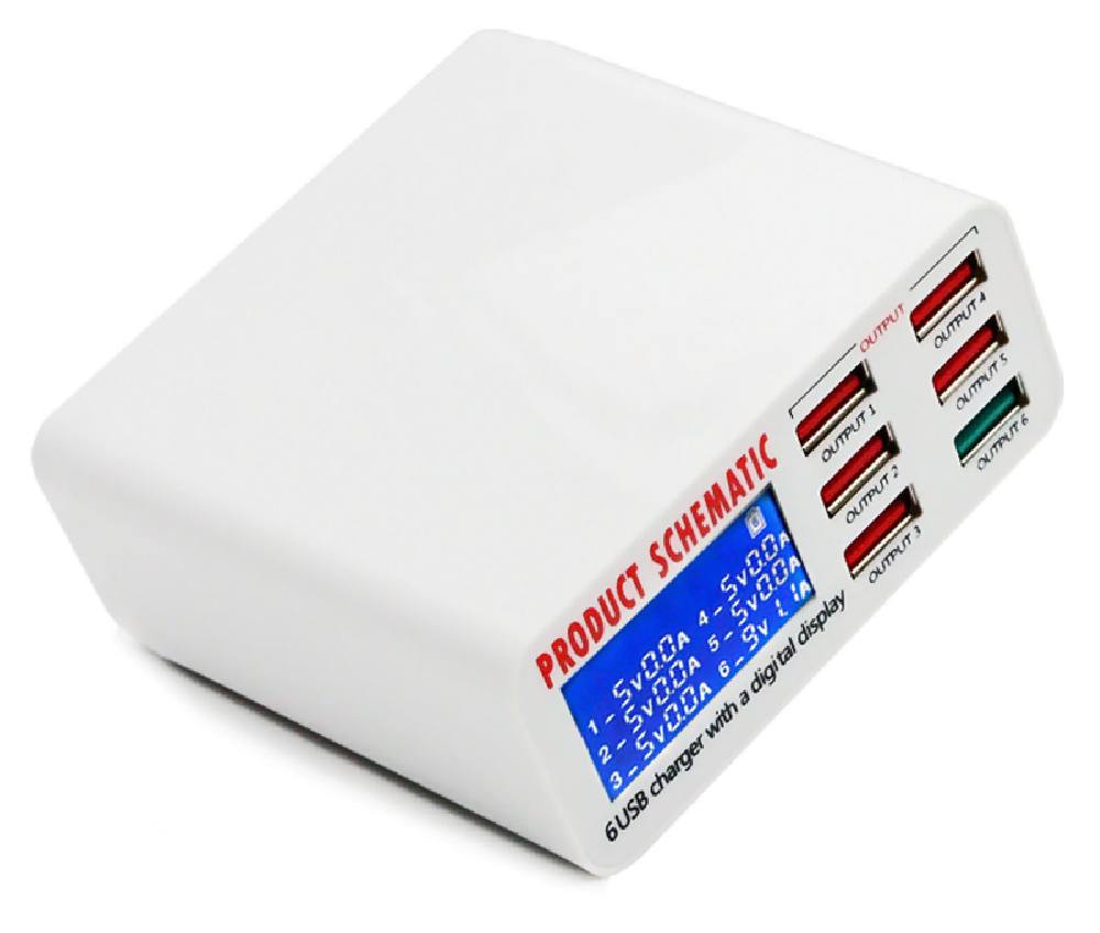 USB φορτιστής 6 θέσεων με LCD monitor BST-U3, 5V 8A, 40W