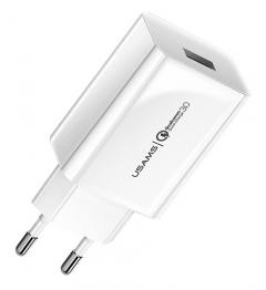 USAMS φορτιστής τοίχου T22, 1x USB, QC3.0 18W 3A, λευκός