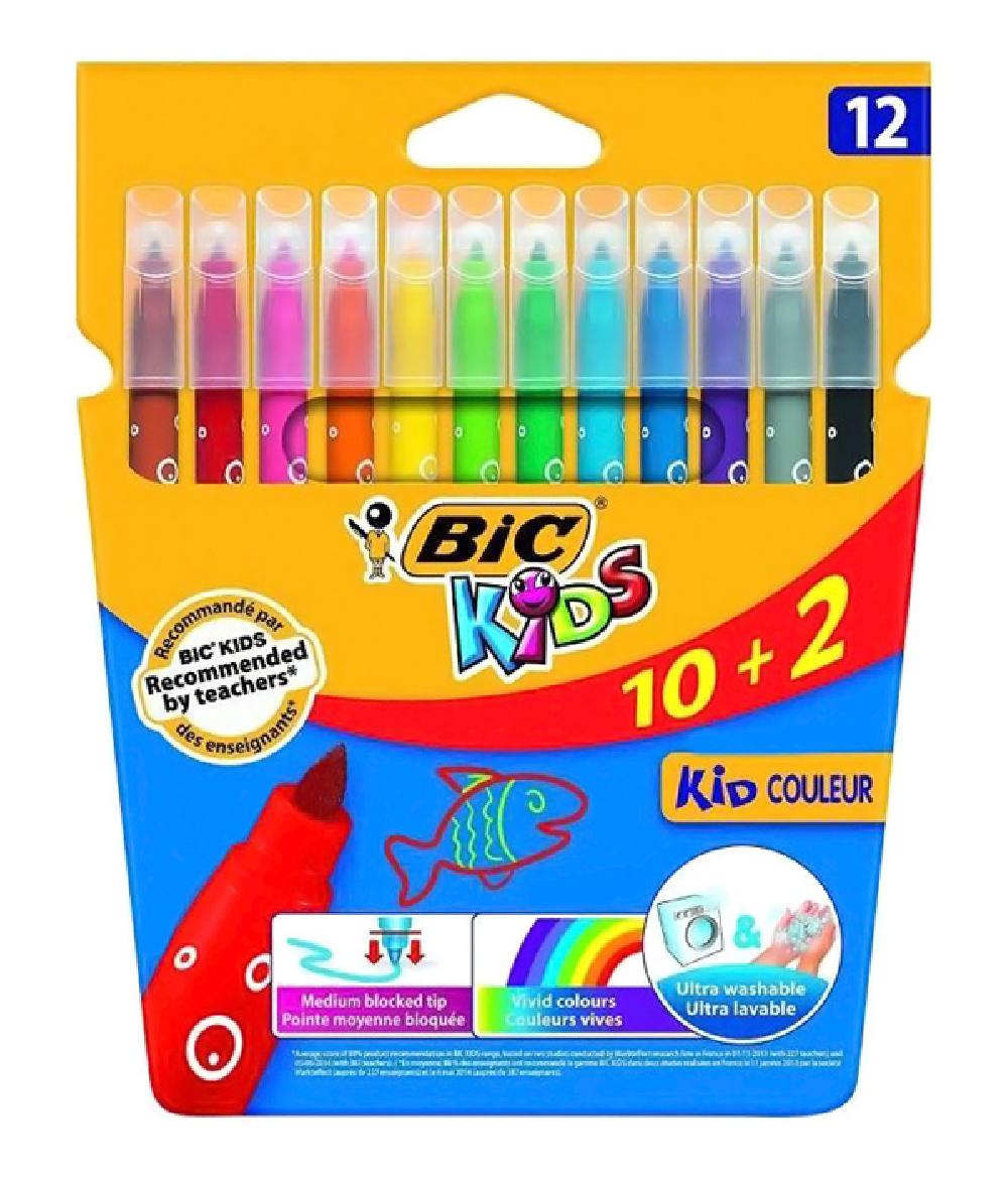 BIC σετ χρωματιστών μαρκαδόρων ζωγραφικής 216010322 KID Couleur, 12τμχ