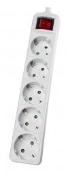 POWERTECH rewirable πολύπριζο PT-886, 5x schuko, 16A, λευκό