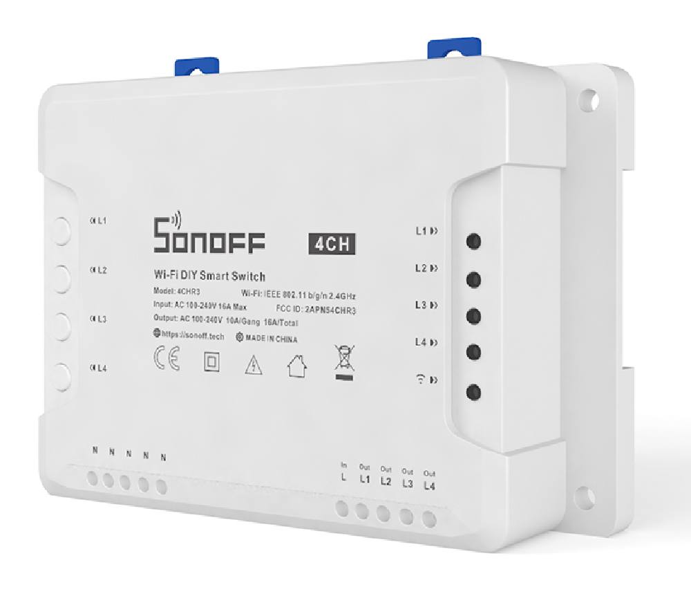 SONOFF Smart Διακόπτης WiFi 4CH R3, 4 θέσεων, 16A, λευκός