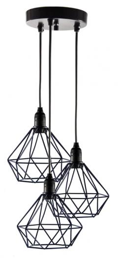POWERTECH τρίφωτο φωτιστικό οροφής HLL-0004, E27, Φ20, μεταλλικό, μαύρο