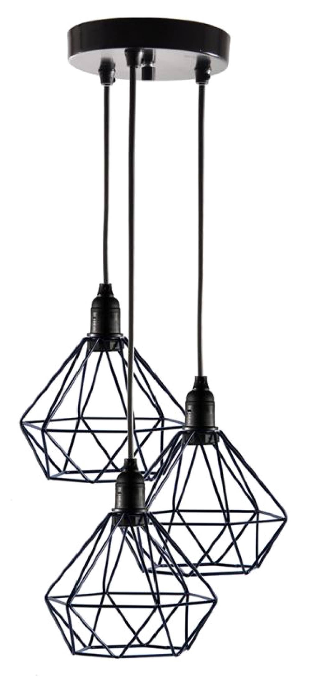 POWERTECH τρίφωτο φωτιστικό οροφής HLL-0004, E27, Φ20, μεταλλικό, μαύρο