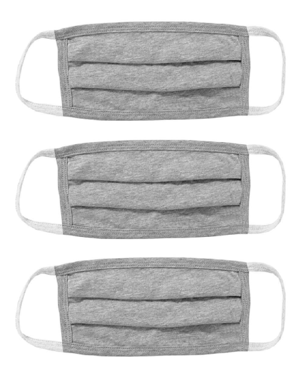 Μάσκα προστασίας βαμβακερή MSK-0007, επαναχρησιμοποιούμενη, γκρι, 3τμχ