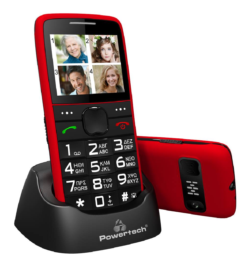 POWERTECH Κινητό Τηλέφωνο Sentry Eco PTM-25, SOS Call, με φακό, κόκκινο