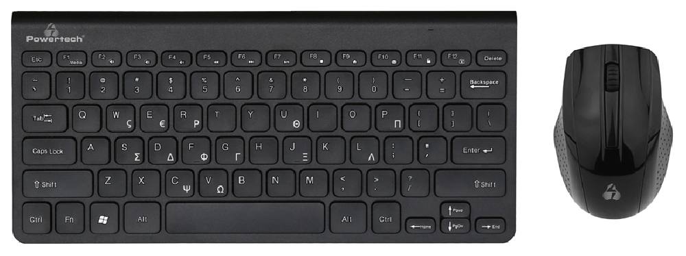 POWERTECH set ποντίκι & πληκτρολόγιο PT-940, ασύρματο, 1200dpi, μαύρο