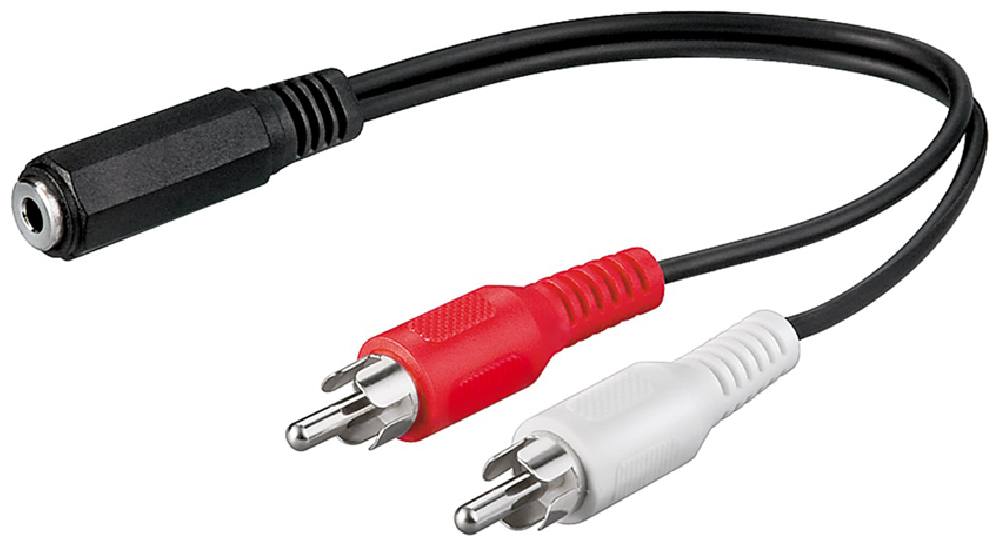 GOOBAY αντάπτορας 3.5mm θηλυκό σε 2x αρσενικό RCA 50092, 0.2m, μαύρο