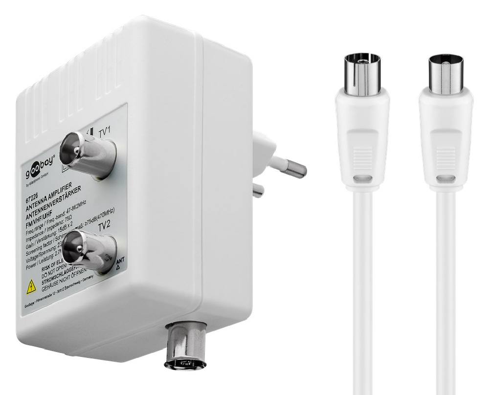 GOOBAY ενισχυτής κεραίας 67226, 2 συσκευές, DVB-T DVB-T2 DVB-C, λευκός