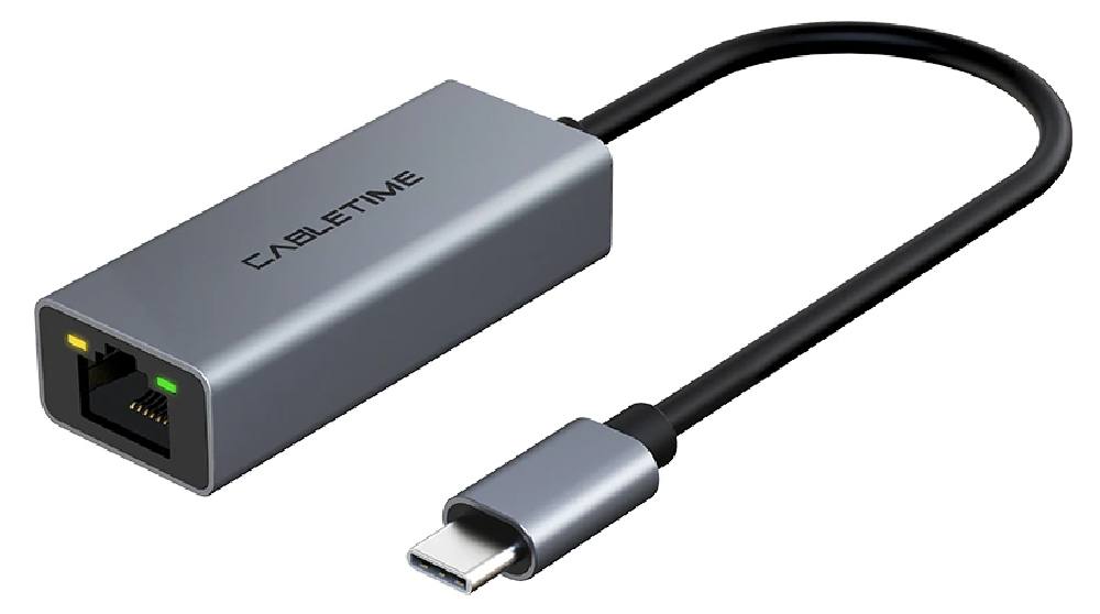 CABLETIME αντάπτορας USB Type-C σε RJ45 CML100, 100Mbps, 0.15m, γκρι