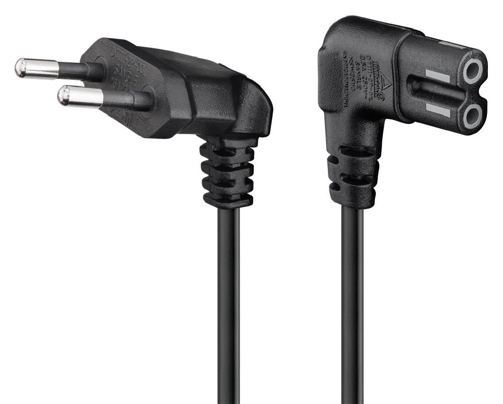 GOOBAY καλώδιο τροφοδοσίας Euro 97354, γωνιακό, 2x0.75 mm², 3m, μαύρο