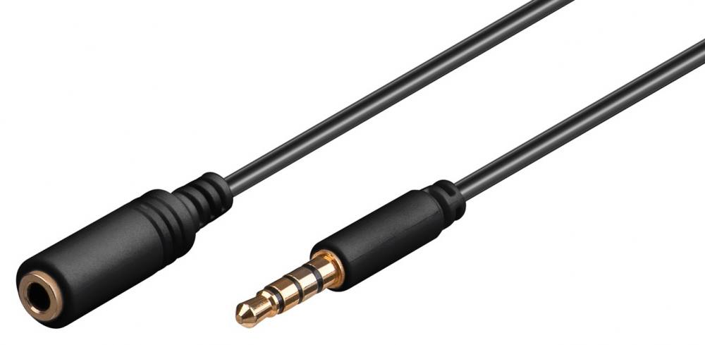 GOOBAY προέκταση καλωδίου ήχου 3.5mm 62480, 4 pin stereo, CU, 3m, μαύρο