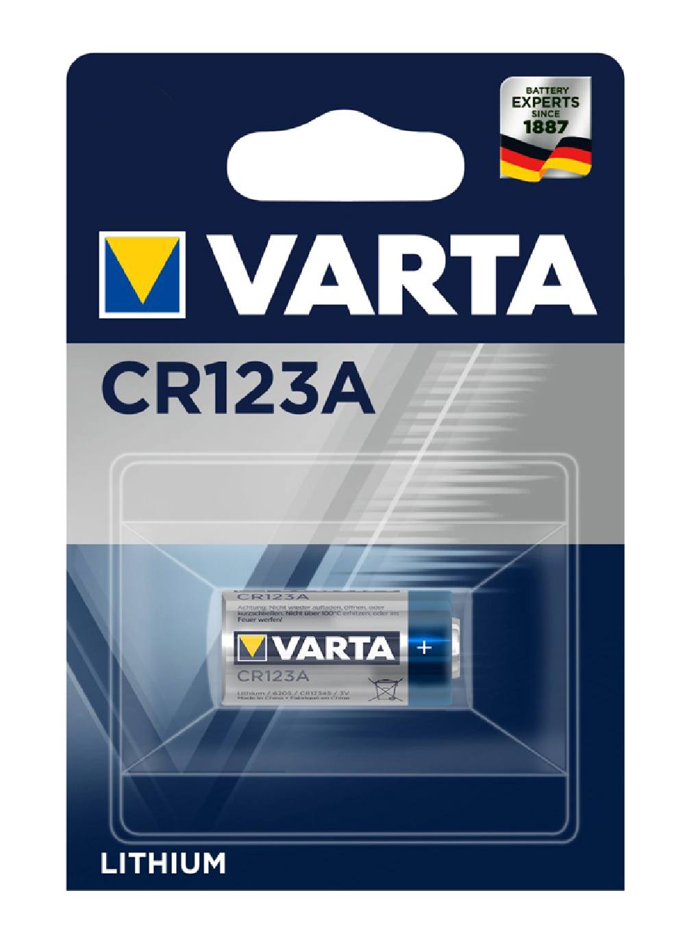 VARTA μπαταρία λιθίου CR123A, 3V, 1τμχ